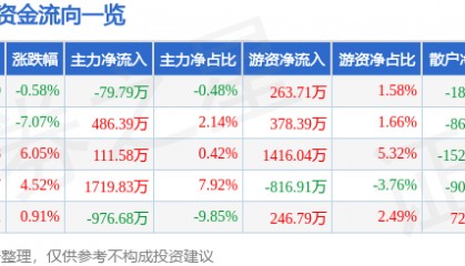 股票行情快报:大名城(600094)8月28日主力资金净卖出79.79万元