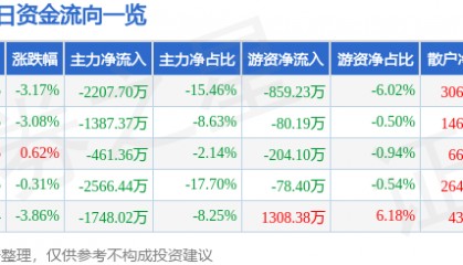 股票行情快报:尔康制药(300267)6月19日主力资金净卖出2207.70万元