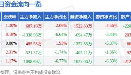 股票行情快报:超图软件(300036)8月21日主力资金净买入687.10万元