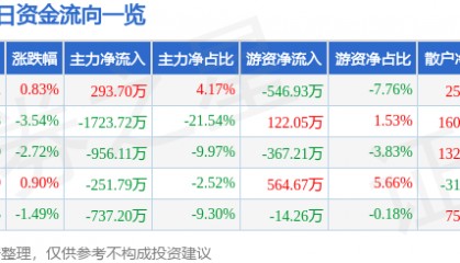 股票行情快报:湘邮科技(600476)9月4日主力资金净买入293.70万元