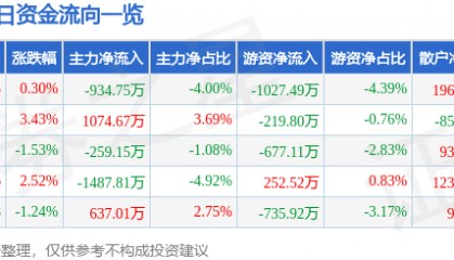 股票行情快报:尔康制药(300267)6月4日主力资金净卖出934.75万元